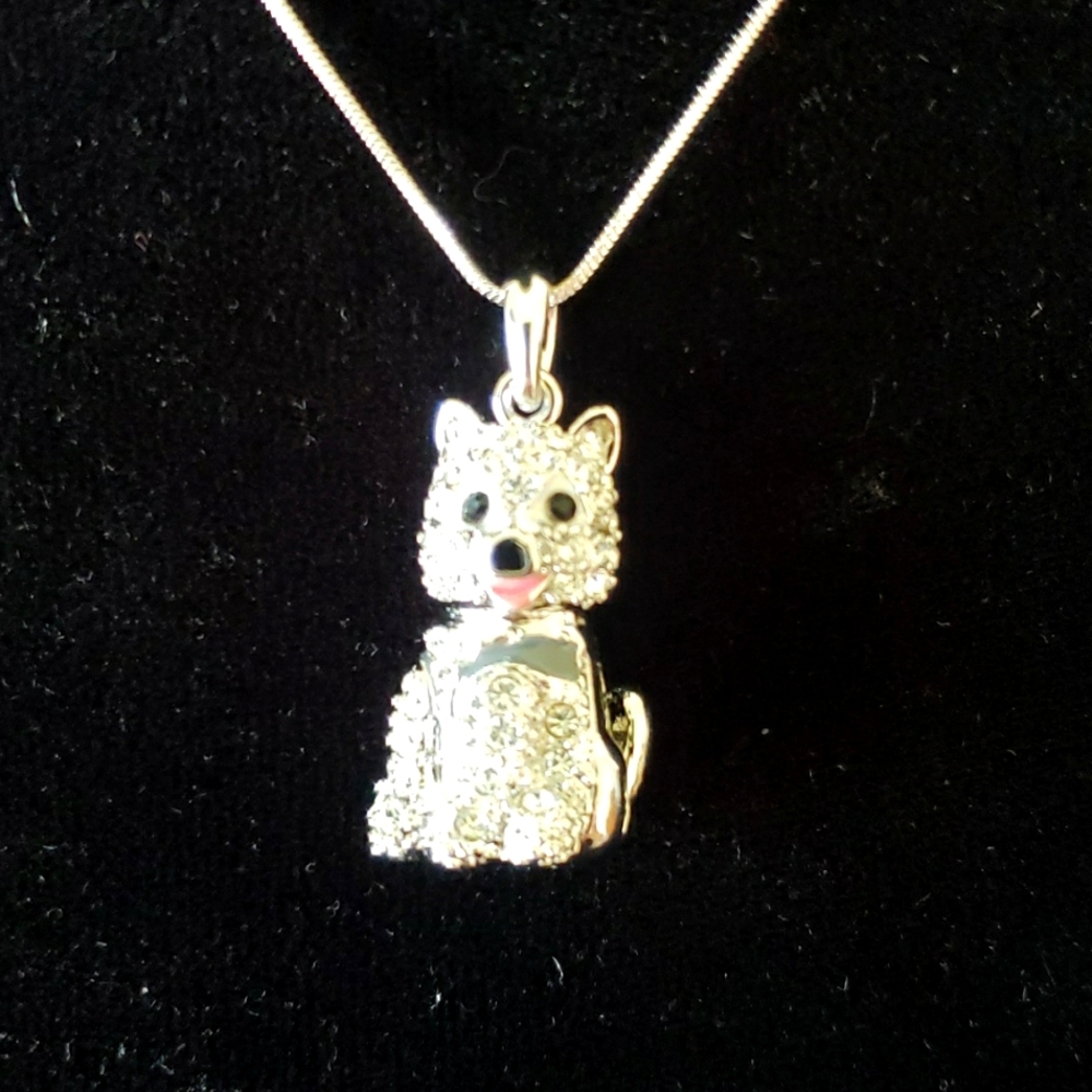 Crystal Terrier Yorkie/Westie Necklace NWOT